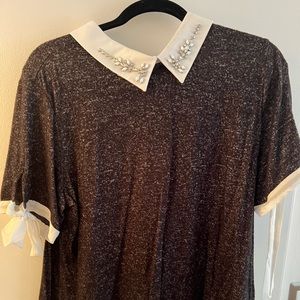 Cute grey collared shirt with gems